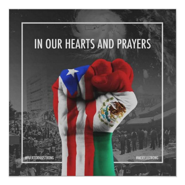 Mexiko und Puerto Rico Vereinigtes und stolz Poster (Vorderseite)