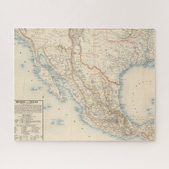 Mexiko- und Texas-Karte (Horizontal)