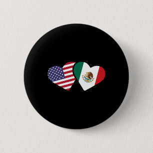 Mexiko USA-Flaggen-T-Shirt Herz mexikanisch amerik Button