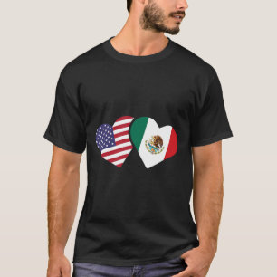 Mexiko USA-Flaggen-T-Shirt Herz mexikanisch amerik T-Shirt