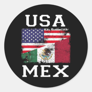 Mexiko USA Flaggenpatriot mexikanische Flagge Amer Runder Aufkleber