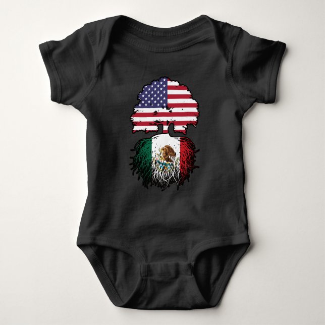 Mexiko USA Tree Roots Flag Baby Strampler (Vorderseite)