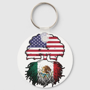 Mexiko USA Tree Roots Flag Schlüsselanhänger
