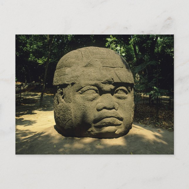 Mexiko, Villahermosa, riesiger Olmec-Kopf, La Vent Postkarte (Vorderseite)