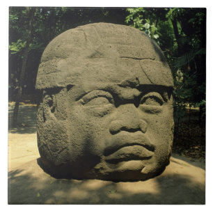 Mexiko, Villahermosa, riesiger Olmekenkopf, La Ven Fliese