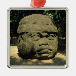 Mexiko, Villahermosa, riesiger Olmekenkopf, La Ven Silbernes Ornament