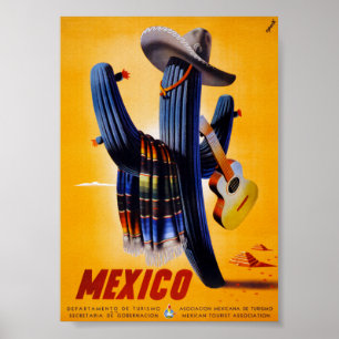 Mexiko Vintage-Reiseplakat Restauriert Poster