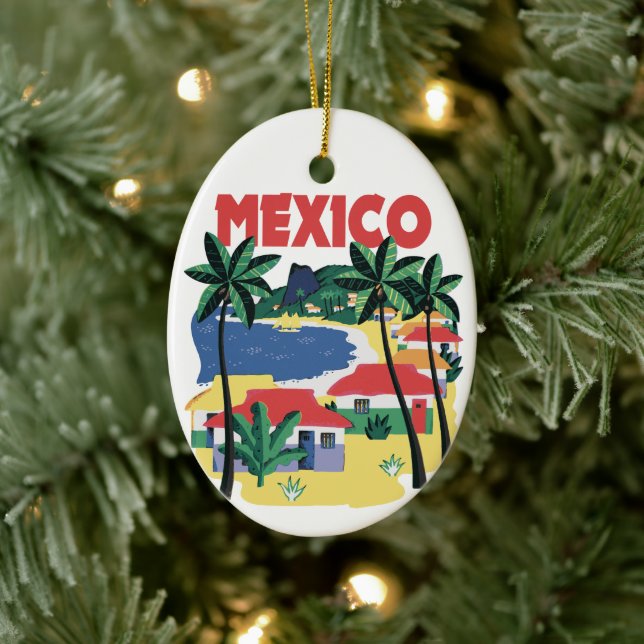 Mexiko Vintage Strandlandschaft Keramik Ornament (Baum)