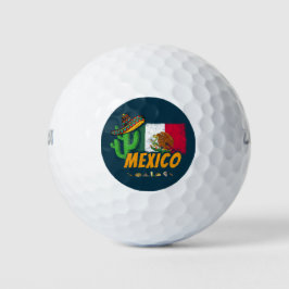 Mexiko Vintager Kaktus mit Fahne Sombrero Souvenir Golfball