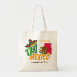 Mexiko Vintager Kaktus mit Fahne Sombrero Souvenir Tragetasche