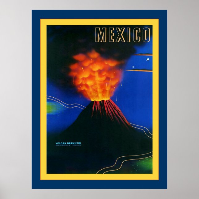 Mexiko ~ Volcan Paricutin ~ Vintage Travel Poster (Vorne)