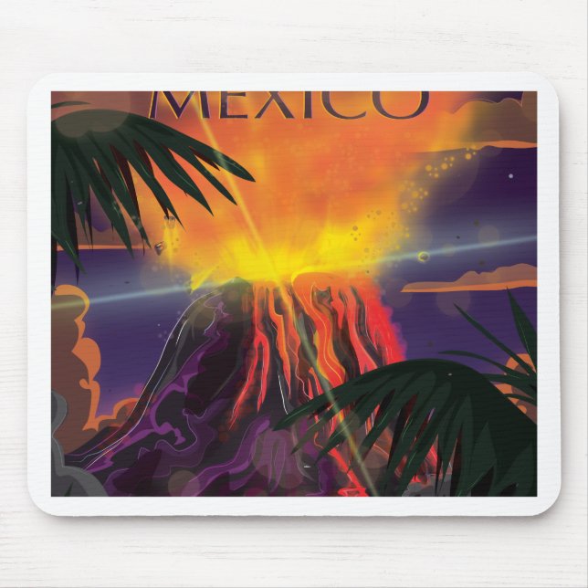 Mexiko Volcano Reiseplakat Mousepad (Vorne)