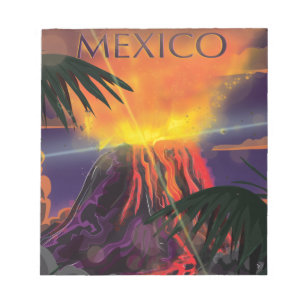 Mexiko Volcano Reiseplakat Notizblock