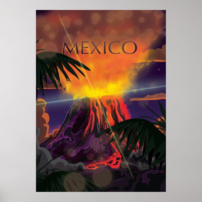 Mexiko Volcano Reiseplakat Poster (Vorne)