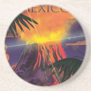 Mexiko Volcano Reiseplakat Sandstein Untersetzer