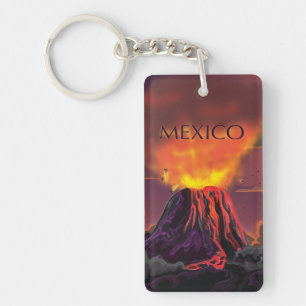 Mexiko Volcano Reiseplakat Schlüsselanhänger