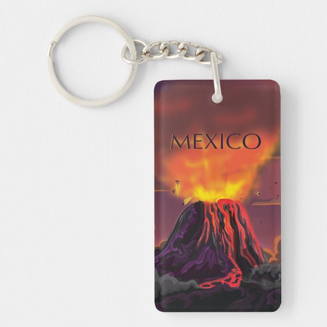 Mexiko Volcano Reiseplakat Schlüsselanhänger (Vorderseite)