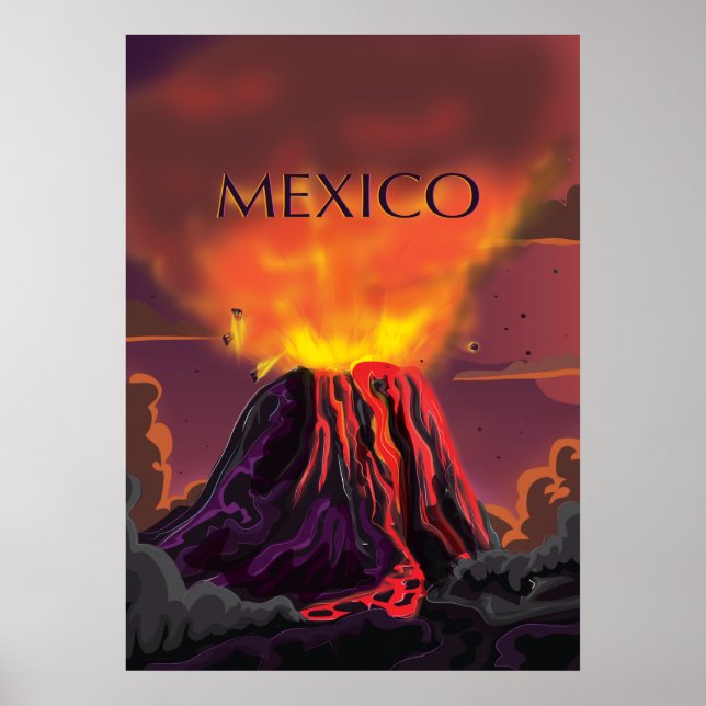 Mexiko Vulkan Reiseplakat Poster (Vorne)
