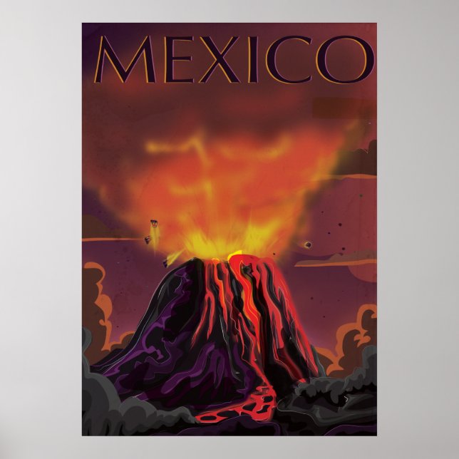 Mexiko Vulkan Reiseplakat Poster (Vorne)