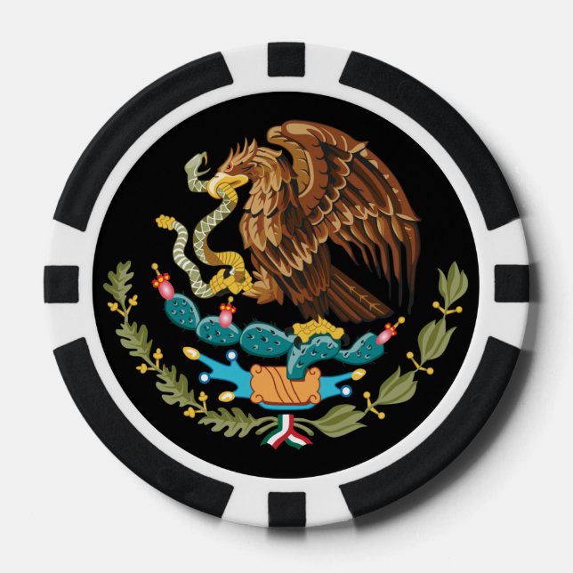 Mexiko-Wappen Adlerschlange und Kakteen Pokerchips (Vorderseite)