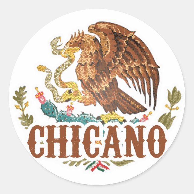 Mexiko-Wappen Chicanos Runder Aufkleber (Vorderseite)
