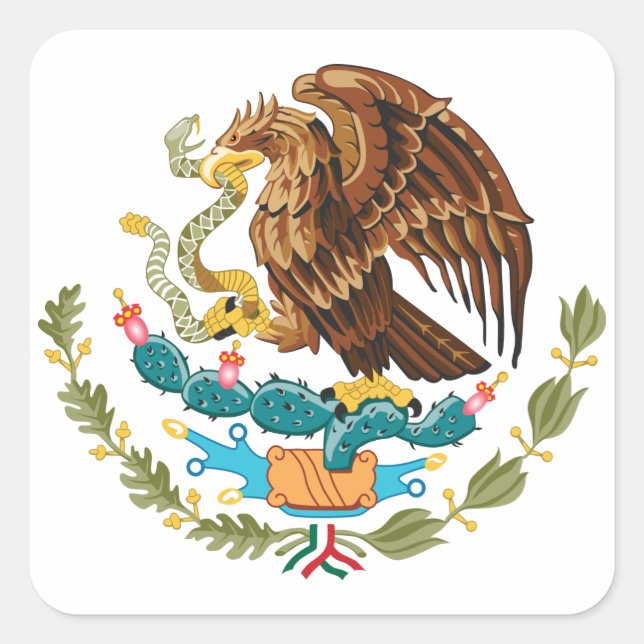 Mexiko-Wappen - Flagge Mexikos Quadratischer Aufkleber (Vorderseite)