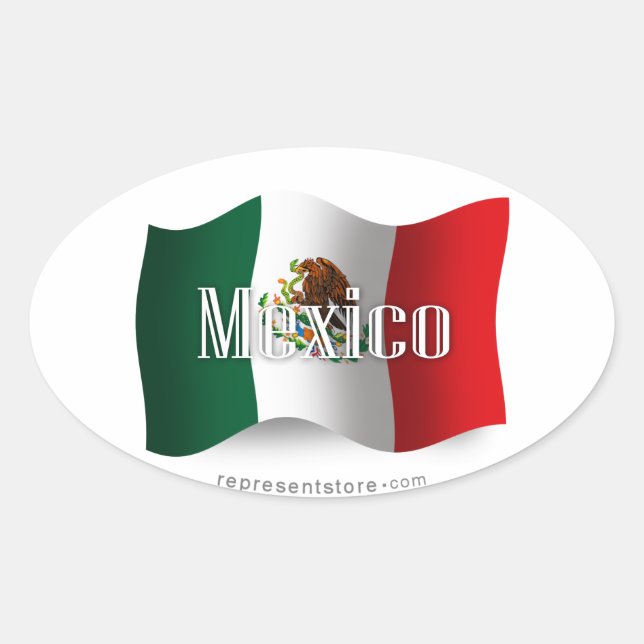 Mexiko Waving Flag Ovaler Aufkleber (Vorderseite)