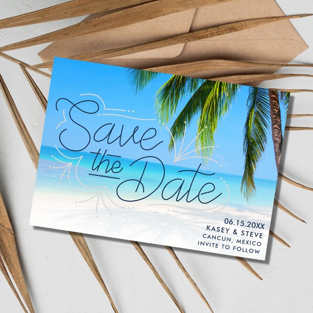 Mexiko-Zielhochzeit Save the Date (Mexico Destination Beach Wedding Save the Date)