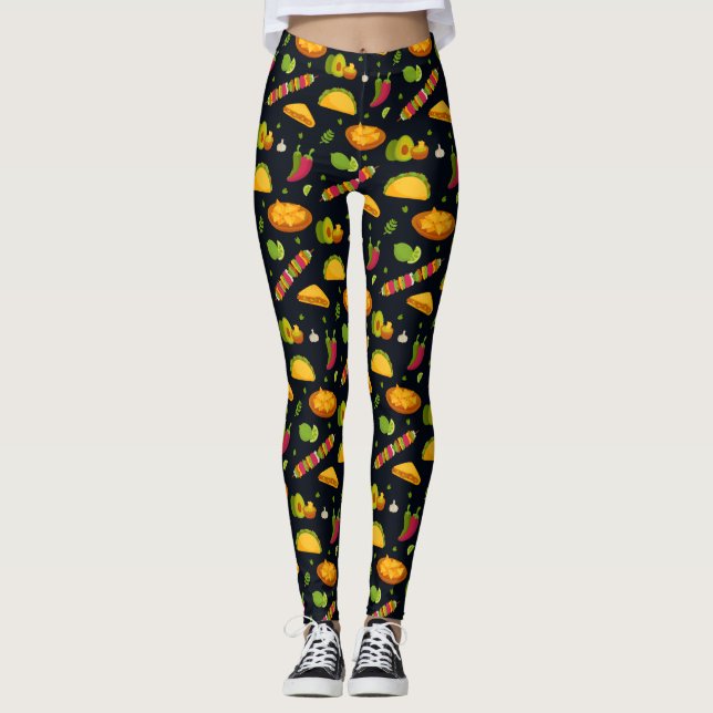 Mexikos Food Pattern Mexikanischer Feinschmecker N Leggings (Vorderseite)