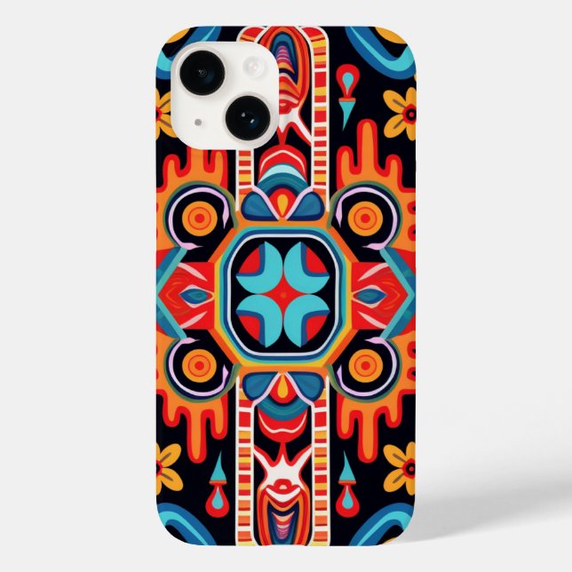 Mexikos Kunst des Huichol Case-Mate iPhone 14 Hülle (Rückseite)