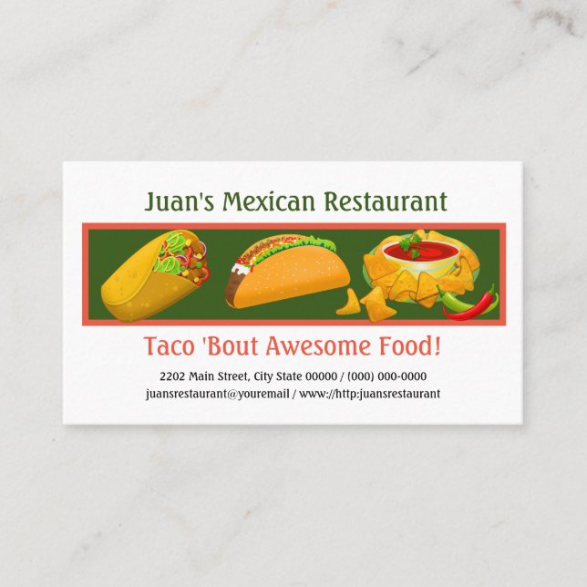 Mexikos Restaurant Custom Business Card Visitenkarte (Vorderseite)