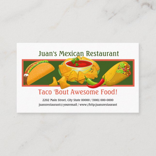 Mexikos Restaurant Custom Business Card Visitenkarte (Vorderseite)