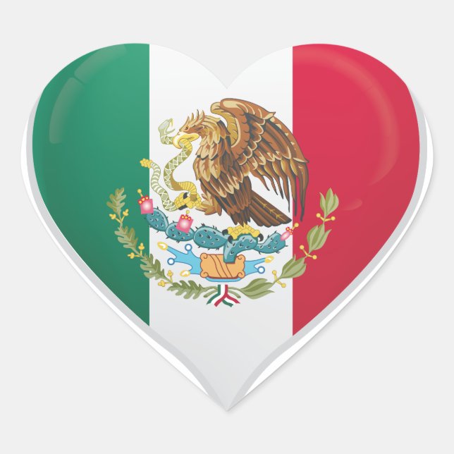 Mexique amour drapeau orgueil autocollant coeur (Devant)