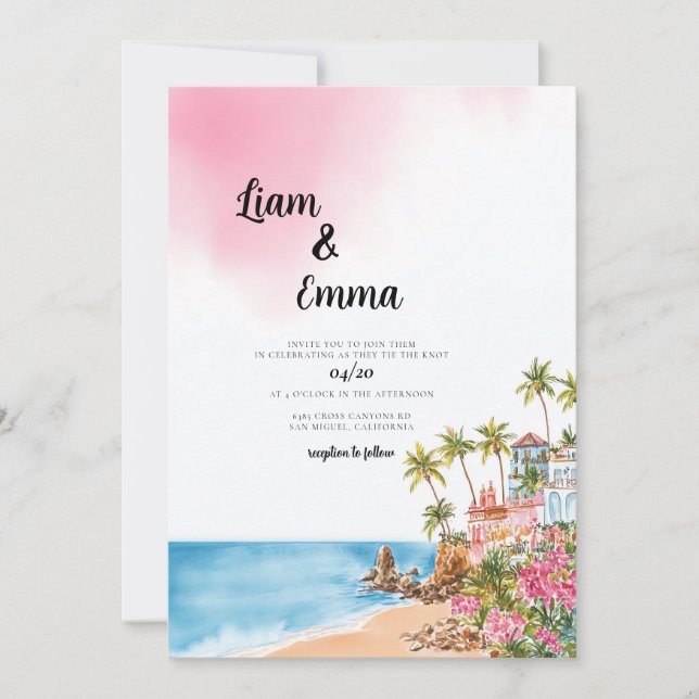 Mexique Beach Mariage Destination Invitation (Devant)