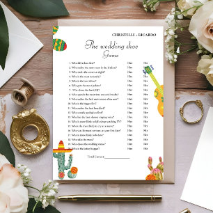 Mexique Cactus Mariage jeu de chaussures jeu carte