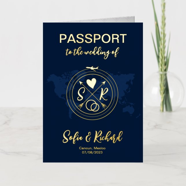 Mexique Carte du monde Mariage Passeport Monogramm (Recto)