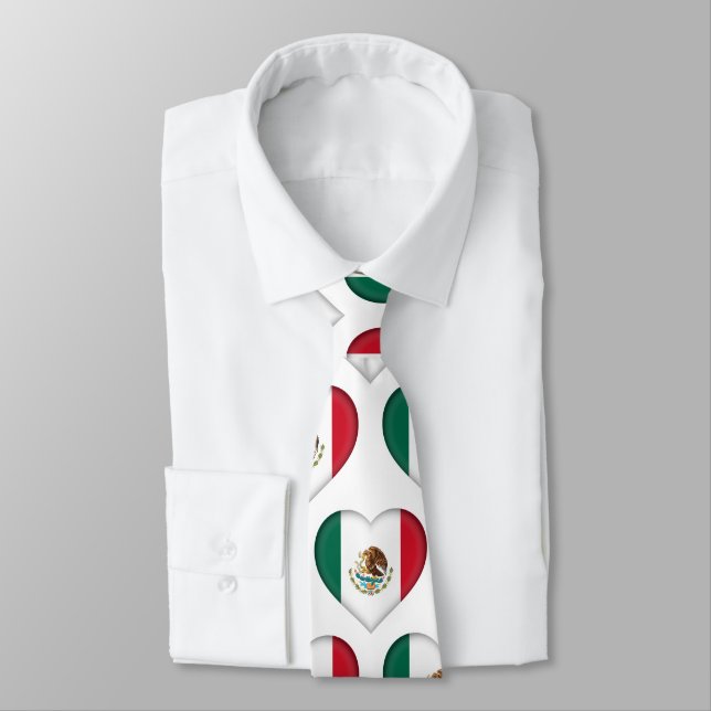 Mexique Drapeau couleurs Motif de coeur Cravate (Attaché)