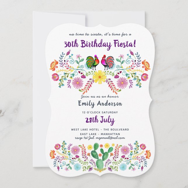 Mexique FIESTA 30e anniversaire Invitation Folk Ar (Devant)