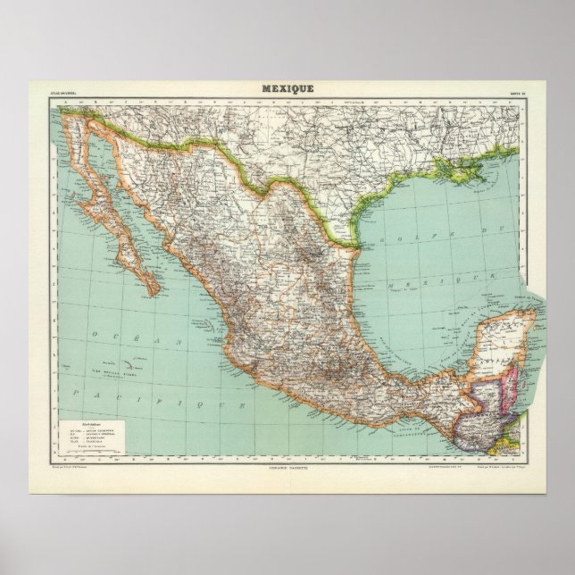 Mexique - Karte Mexikos Poster (Vorne)
