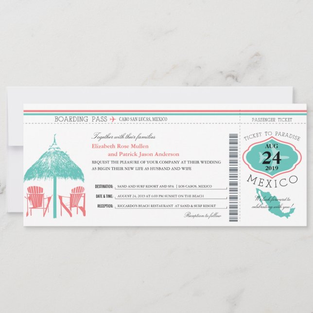 Mexique Mariage de carte d'embarquement (Devant)
