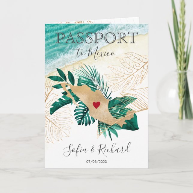 Mexique Mariage Destination Passport Carte du mond (Devant)
