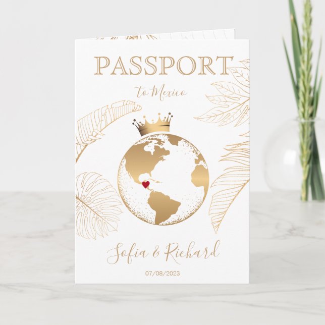 Mexique Mariage Destination Passport Carte du mond (Devant)