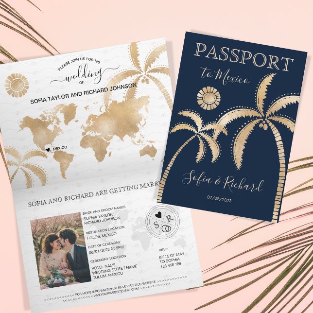 Mexique Mariage Destination Passport Carte du mond (Créateur téléchargé)