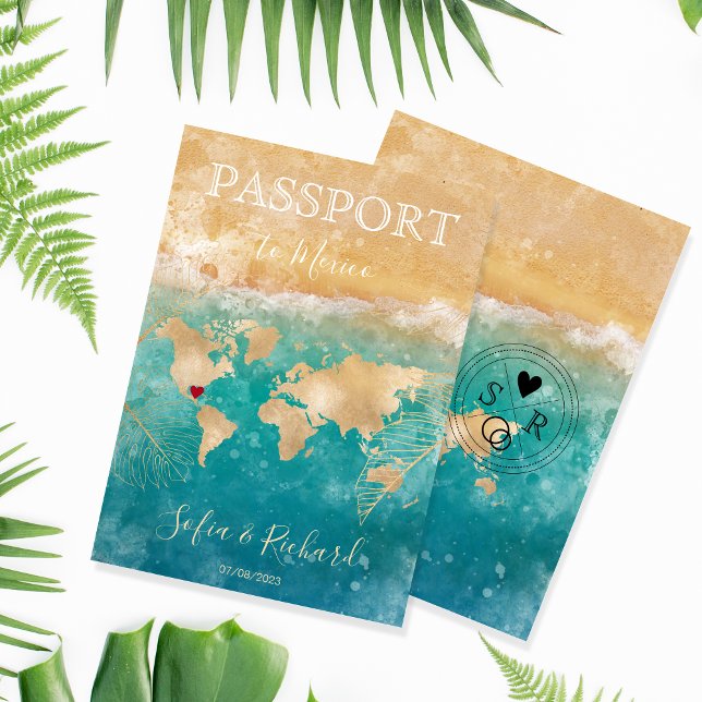 Mexique Mariage Destination Passport Carte du mond (Créateur téléchargé)