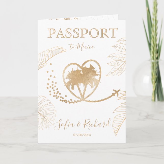 Mexique Mariage Destination Passport Carte du mond (Devant)