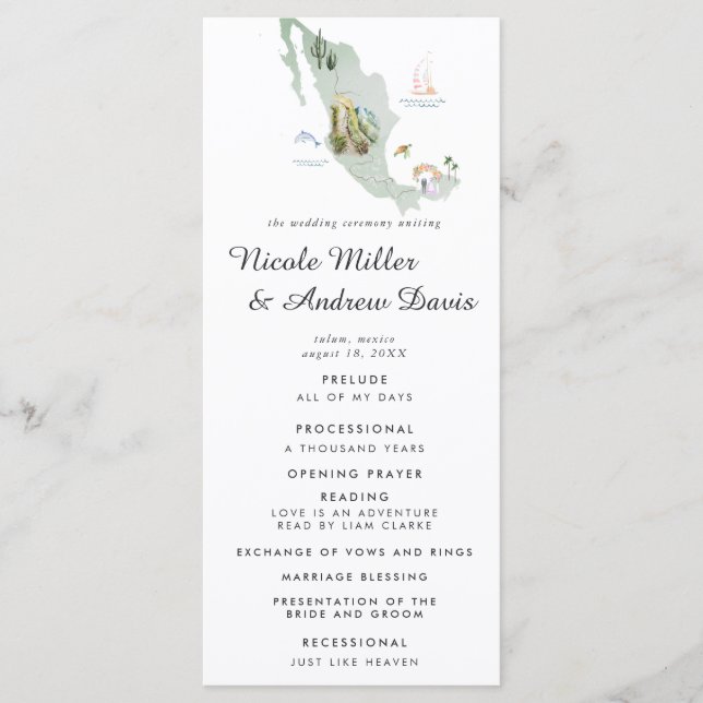 Mexique | Programme de cérémonie de mariage de des (Devant)