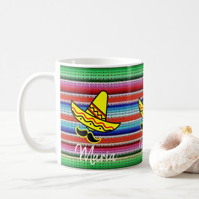 Mexique Sombrero Stripe Mug (Avec donut)