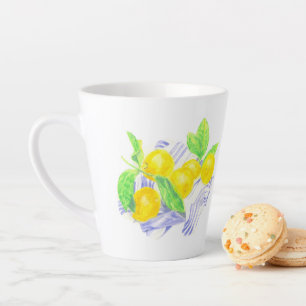 Meyer-Zitronen auf Küchentüchern Milchtasse