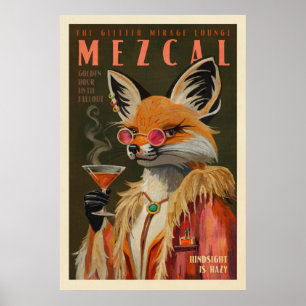 Mezcal Fox Vintage Cocktail Kunst Tequila Liebhabe Poster