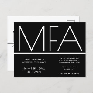 MFA grade Black Graduation Party Invitation